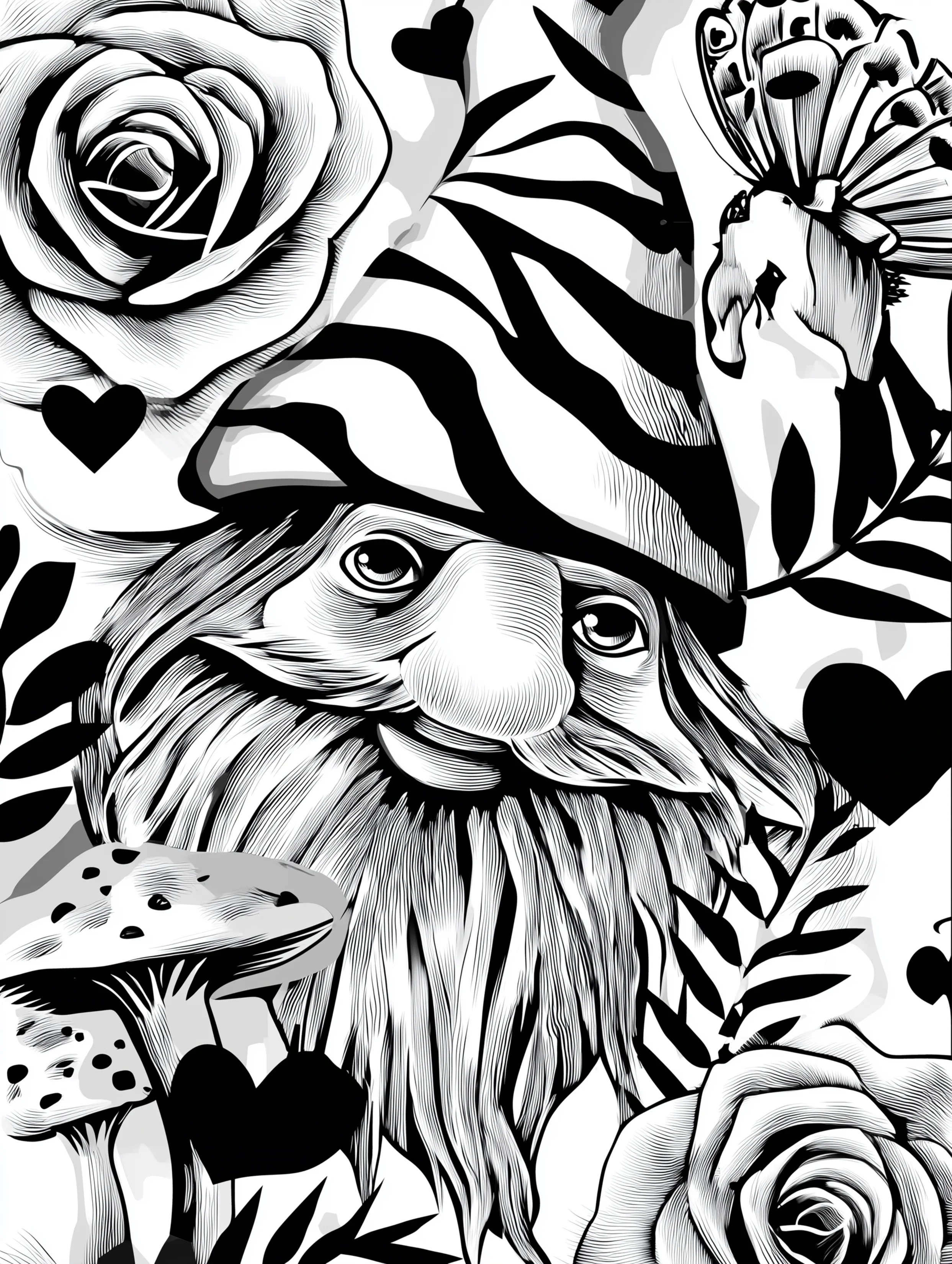 Free printable gnome coloring page for adults featuring a gnome face with a lined hat